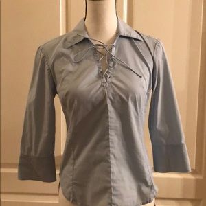 EXPRESS Blue 3/4 Sleeve Stretch Shirt